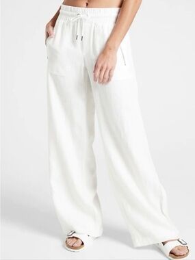 Athleta White Cabo Linen Wide-Leg Pants